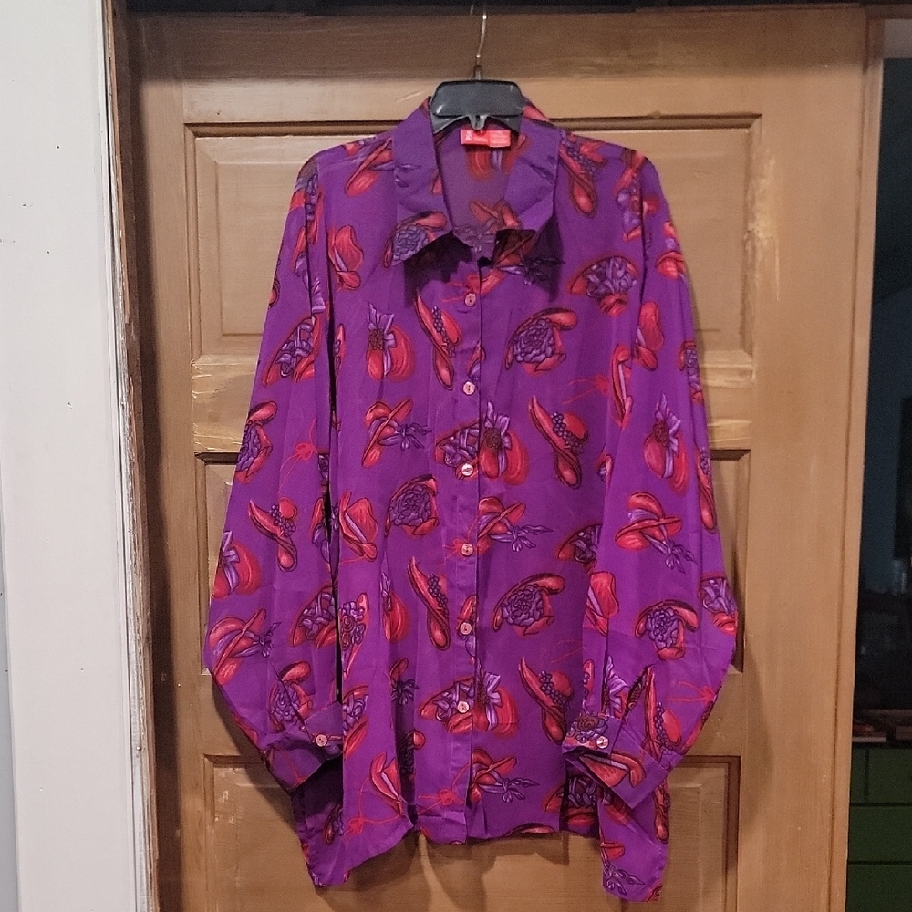 Elegant Purple Floral Women's Blouse